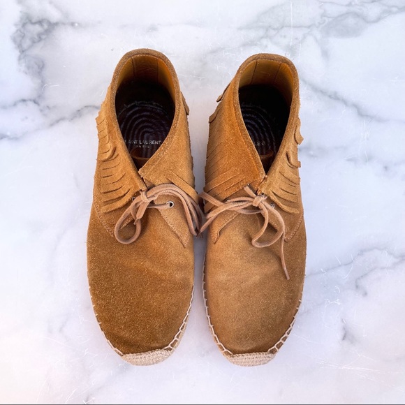 Saint Laurent Tan Suede Fringe Espadrille desert boot booties IT 39.5 US 9.5 - Picture 10 of 16